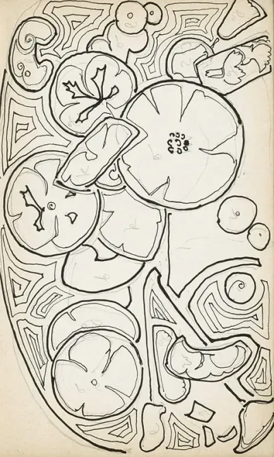 Ornament Met Bloemen En Bladeren