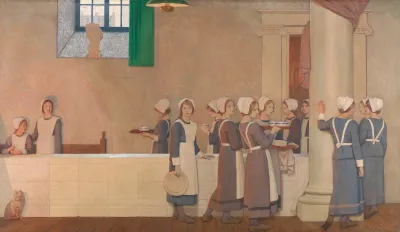 Orphan Girls In The Refectory Of A Hospital Proceeding To Their Place At The Table