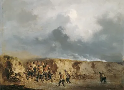 Osterreichische Soldaten Eine Furt Uberschreitend