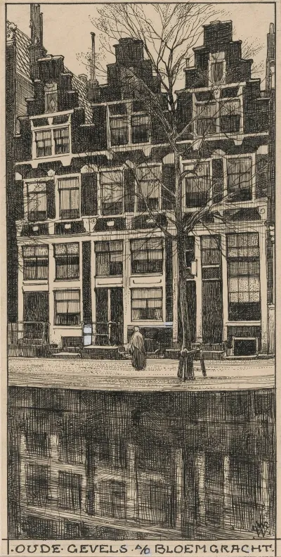 Oude Gevels Aan De Bloemgracht Te Amsterdam