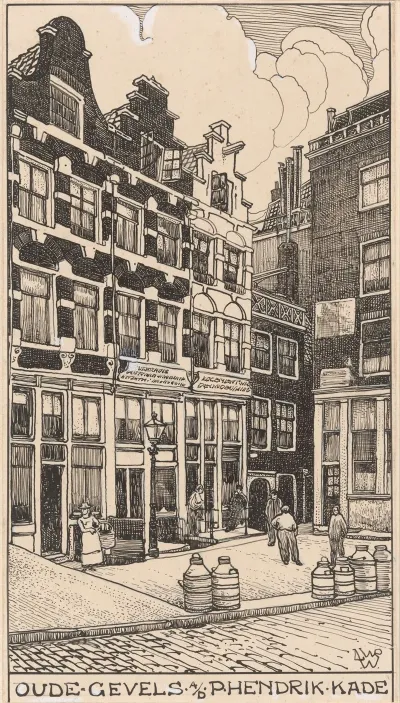 Oude Gevels Aan De Prins Hendrik Kade Te Amsterdam