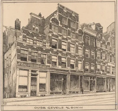Oude Gevels Aan Het Rokin Te Amsterdam