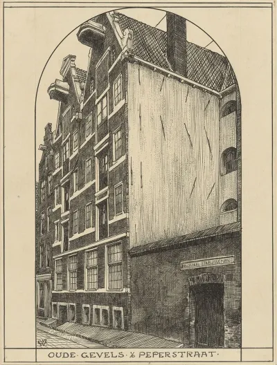 Oude Gevels In De Peperstraat Te Amsterdam
