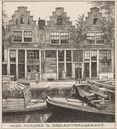 Oude Huisjes Aan De Egelantiersgracht Te Amsterdam