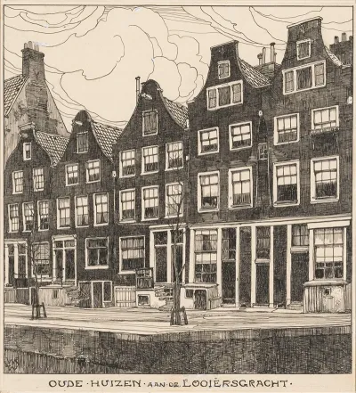 Oude Huizen Aan De Looiersgracht Te Amsterdam