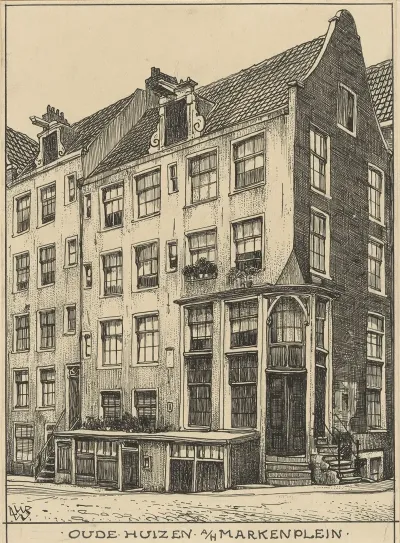 Oude Huizen Aan Het Markenplein Te Amsterdam