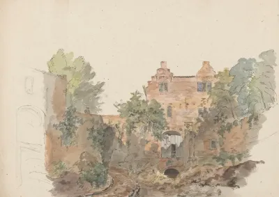 Oude Huizen Op Een Stadswal