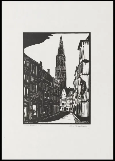 Oude Korenmarkt Te Antwerpen Met Een Zicht Op De Toren Van De Kathedraal