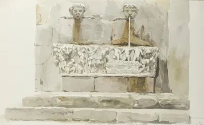Oude Sarcofaag Als Fontein In Messina