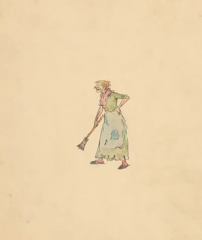 Oude Vrouw Met Bezem