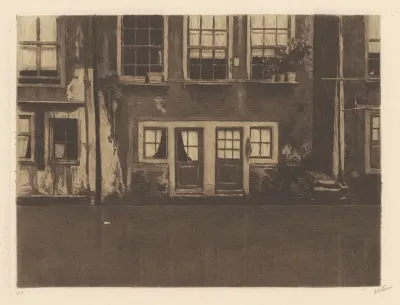 Oudezijds Achterburgwal Twee Deuren In Het Midden The Oudezijds Achterburgwal With Two Doors In The Middle