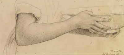 Oure Ladye Of Saturday Night Study Of Arm And Hands For Angel Holding Bowl Of Water