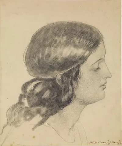 Oure Ladye Of Saturday Night Study Of Head Of Angel Holding Bowl Of Water