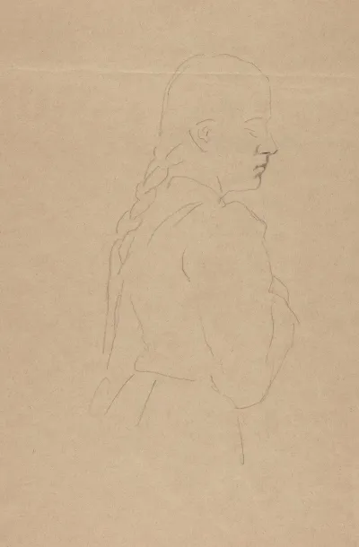 Outline Of A Girl With A Braid