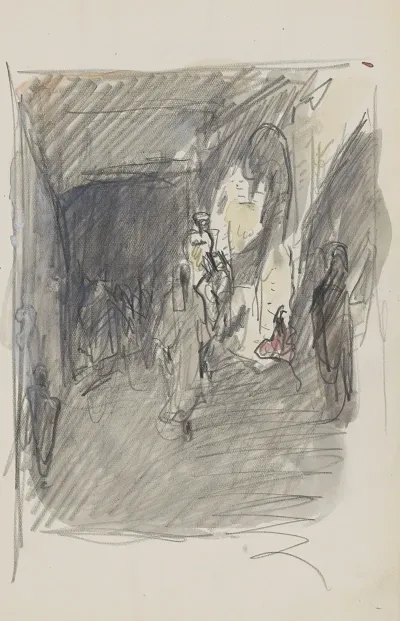 Overdekte Straat Met Figuren