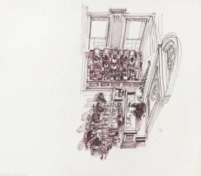Overhead View Of Courtroom