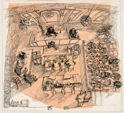 Overhead View Of Unidentified Courtroo