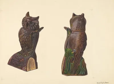 Owl On Log Bank