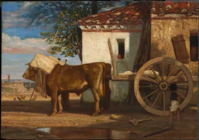 Oxen Before A Farmhouse At Le Verrier