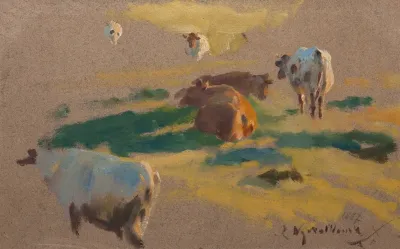 Oxen Grazing