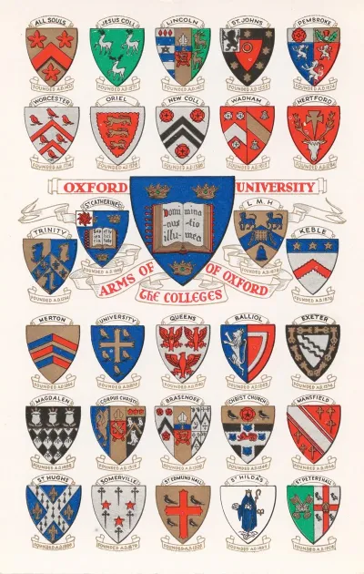 Oxford University Arms Of The Colleges Of Oxford