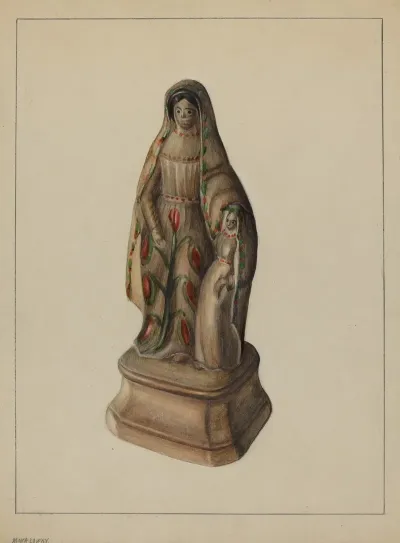 Pa German Chalkware Mother And Child