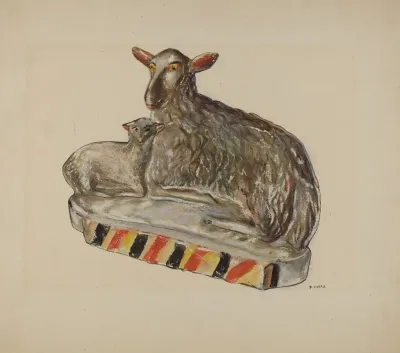 Pa German Chalkware Sheep