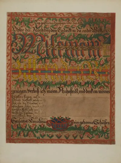 Pa German Death Certificate