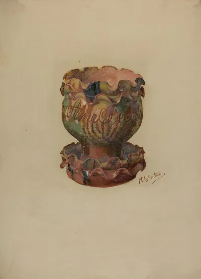 Pa German Flower Pot And Tray