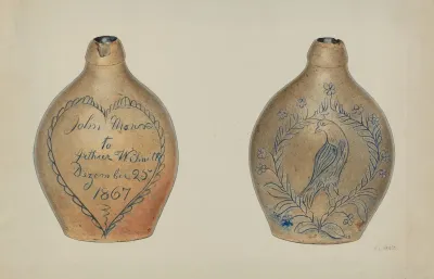 Pa German Stoneware Flask 2