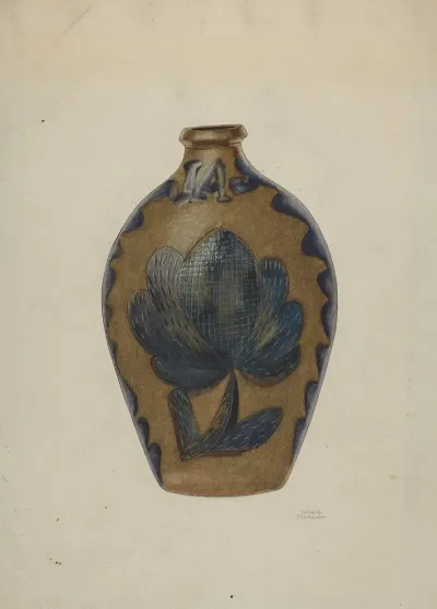 Pa German Stoneware Flask