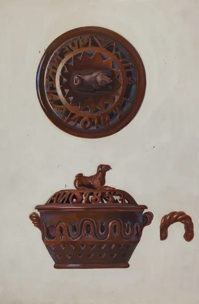 Pa German Tobacco Bowl W Lid