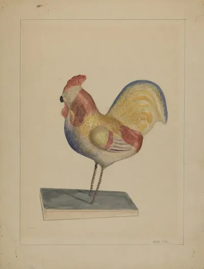 Pa German Toy Rooster W Bellows