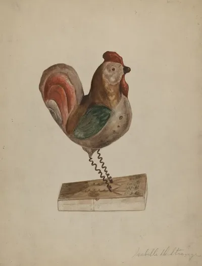 Pa German Toy Rooster With Bellows