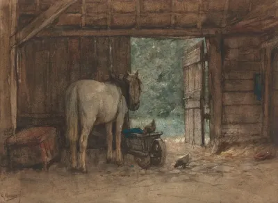 Paard In Een Stal Bij Een Open Staldeur