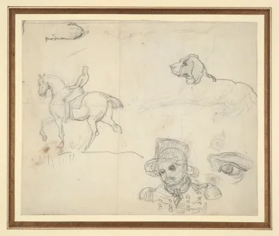 Page Of Sketches Equestrian Dog Soldiers Head