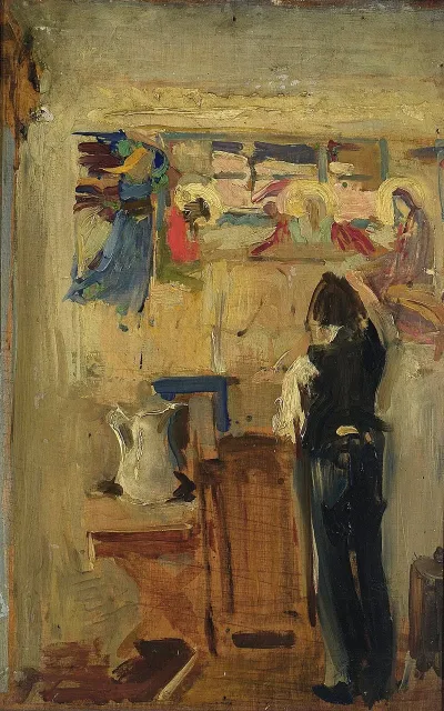 Painter Janusz Nawroczynski In The Studio Sketch