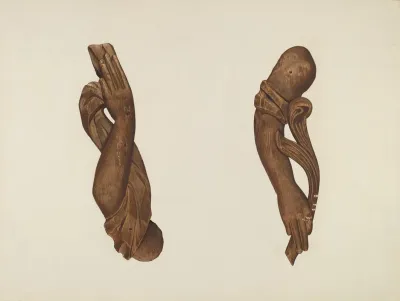 Pair Of Carved Wooden Arms