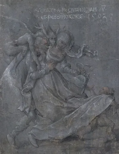 Pair Of Lovers With The Devil And Cupid