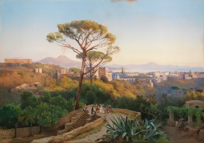 Panorama Of Naples With Capodimonte And Mount Vesuvius In The Distance