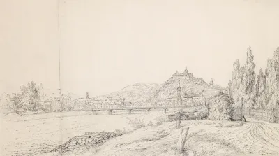 Panoramaansicht Von Graz Mit Der Radetzkybrucke