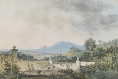 Panoramic View Across A Terraced Park