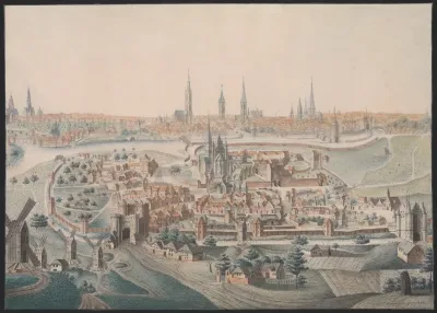 Panoramisch Zicht Op Gent In De 16e Eeuw