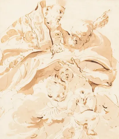 Papal Declaration St Augustine With Scribe And Angels