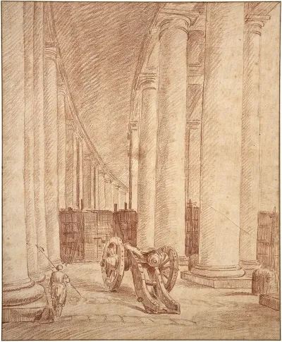 Papal Guard And Cannon Under The Colonnade Of Saint Peter In Rome