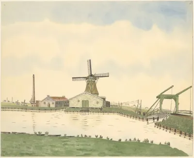 Papiermolen De Schoolmeester Aan Het Guispad Nu Guisweg 28 Met Rechts Een Ophaalbrug