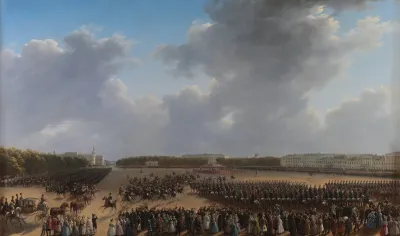 Parade Celebrating The End Of Military Action In The Kingdom Of Poland On Tsaritsa Meadow In St Petersburg On 6 October 1831