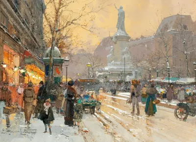 Paris Place De La Republique In The Rain