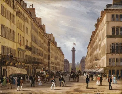 Paris Rue De La Paix La Place Vendome A Larriere Plan