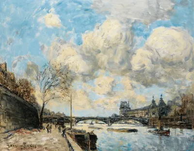 Paris The Seine River And The Louvre